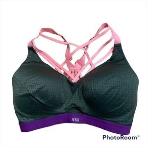 Victoria’s Secret Sport Athletic Bra 34DD Gray Purple Pink